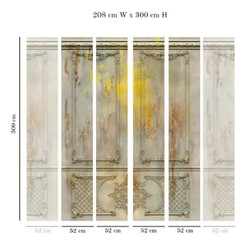 Casa Padrino papel pintado no tejido barroco de lujo gris antiguo / amarillo / marrón - Papel pintado de salón de estilo barroco con patrón estuco elegante - Decoración de salón barroco