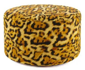 Casa Padrino Poggiapiedi di Lusso con Motivo Leopardo Ø 75 x A. 30 cm - Sgabello Rotondo in Velluto - Mobili Soggiorno - Mobili Hotel - Mobili di Lusso - Arredamento di Lusso