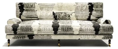 Casa Padrino divano di lusso in velluto crema / bianco / nero / ottone 200 x 100 x A. 87 cm - Divano da soggiorno - Divano per hotel - Mobili da soggiorno - Mobili di lusso