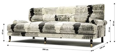 Casa Padrino Luxus Samt Sofa Creme / Weiß / Schwarz / Messing 200 x 100 x H. 87 cm - Wohnzimmer Sofa - Hotel Sofa - Wohnzimmer Möbel - Hotel Möbel - Luxus Möbel - Wohnzimmer Einrichtung