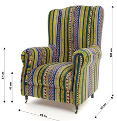Casa Padrino luxury velvet armchair with stripes multicolored / black / brass 82 x 93 x H. 101 cm - Living room armchair - Living room furniture - Hotel furniture - Luxury furniture
