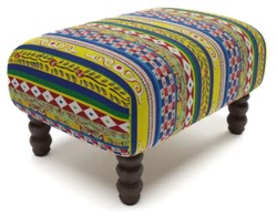Casa Padrino Reposapiés de Lujo con Rayas Multicolor / Negro 77 x 55 x A. 45 cm - Taburete Rectangular de Terciopelo - Muebles de Salón - Muebles de Hotel - Muebles de Lujo - Intérieur de Lujo
