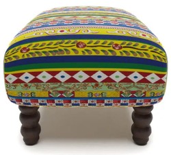 Casa Padrino Reposapiés de Lujo con Rayas Multicolor / Negro 77 x 55 x A. 45 cm - Taburete Rectangular de Terciopelo - Muebles de Salón - Muebles de Hotel - Muebles de Lujo - Intérieur de Lujo