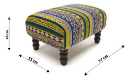 Casa Padrino Reposapiés de Lujo con Rayas Multicolor / Negro 77 x 55 x A. 45 cm - Taburete Rectangular de Terciopelo - Muebles de Salón - Muebles de Hotel - Muebles de Lujo - Intérieur de Lujo