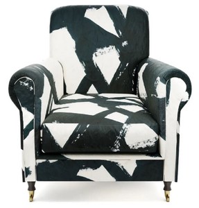 Casa Padrino luxury velvet armchair black / white / brass 82 x 91 x H. 94 cm - Living room armchair - Hotel armchair - Living room furniture - Hotel furniture - Luxury furniture