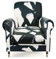Casa Padrino luxury velvet armchair black / white / brass 82 x 91 x H. 94 cm - Living room armchair - Hotel armchair - Living room furniture - Hotel furniture - Luxury furniture
