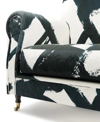Casa Padrino luxury velvet armchair black / white / brass 82 x 91 x H. 94 cm - Living room armchair - Hotel armchair - Living room furniture - Hotel furniture - Luxury furniture