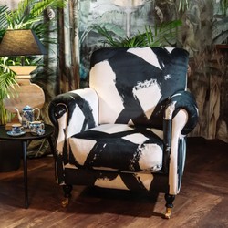 Casa Padrino luxury velvet armchair black / white / brass 82 x 91 x H. 94 cm - Living room armchair - Hotel armchair - Living room furniture - Hotel furniture - Luxury furniture
