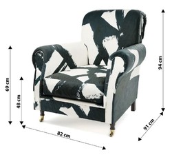 Casa Padrino luxury velvet armchair black / white / brass 82 x 91 x H. 94 cm - Living room armchair - Hotel armchair - Living room furniture - Hotel furniture - Luxury furniture