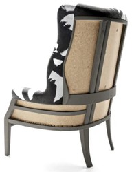 Casa Padrino luxury velvet armchair black / white / natural 75 x 70 x H. 110 cm - Living room armchair - Hotel armchair - Living room furniture - Hotel furniture - Luxury furniture