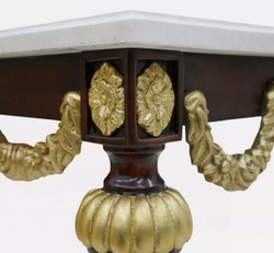 Luxus Barock Beistelltisch mit Marmorplatte Weiß Dunkelbraun Gold Luxury Baroque Side Table with Marble Top White Dark Brown Gold