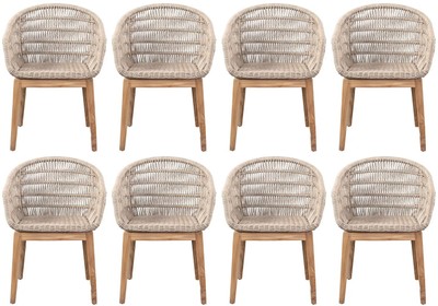 Luxus Esszimmerstuhl 8er Set Grau Naturfarben Luxury Dining Chair Set of 8 Gray Natural