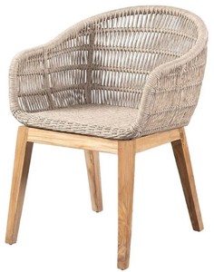 Casa Padrino Luxus Esszimmer Stuhl 6er Set Grau / Naturfarben 60 x 60 x H. 80 cm - Luxus Garten Stühle mit edlem Rattangeflecht - Esszimmer Möbel - Garten Möbel - Rattan Möbel - Luxus Möbel