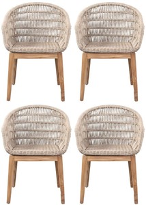 Luxus Esszimmerstuhl 4er Set Grau Naturfarben Luxury Dining Chair Set of 4 Gray Natural