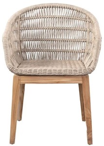 Casa Padrino sedia da pranzo di lusso grigio / naturale 60 x 60 x A. 80 cm - Sedia da giardino di lusso con intreccio in rattan - Mobili sala da pranzo - Mobili giardino - Mobili in rattan