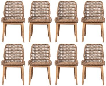 Luxus Esszimmerstuhl 8er Set Braun Naturfarben Luxury Dining Chair Set of 8 Brown Natural