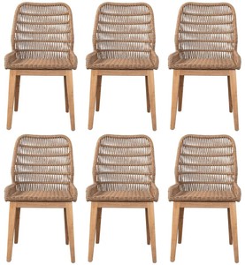 Luxus Esszimmerstuhl 6er Set Braun Naturfarben Luxury Dining Chair Set of 6 Brown Natural
