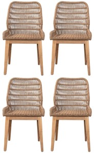 Luxus Esszimmerstuhl 4er Set Braun Naturfarben Luxury Dining Chair Set of 4 Brown Natural