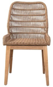 Casa Padrino chaise de salle à manger de luxe marron / naturel 50 x 60 x H. 90 cm - Chaise de jardin de luxe avec tissage fin en rotin - Meuble de salle à manger - Meuble de jardin en rotin