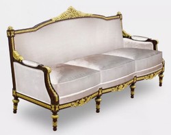Casa Padrino canapé de salon 3 places baroque de luxe gris / marron foncé / or - Canapé de style baroque fait main - Meuble de salon de luxe de style baroque - Meuble baroque - Noble & Magnifique