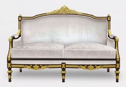 Casa Padrino divano da soggiorno a 2 posti barocco di lusso grigio / marrone scuro / oro - Divano in stile barocco fatto a mano - Mobili da soggiorno di lusso stile barocco - Mobili barocchi