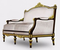 Casa Padrino divano da soggiorno a 2 posti barocco di lusso grigio / marrone scuro / oro - Divano in stile barocco fatto a mano - Mobili da soggiorno di lusso stile barocco - Mobili barocchi