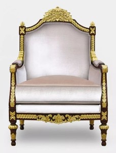 Casa Padrino poltrona da soggiorno barocco di lusso grigio / marrone scuro / oro - Poltrona in stile barocco fatta a mano - Mobili da soggiorno di lusso in stile barocco - Mobili barocchi
