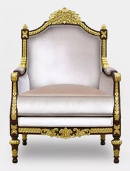 Casa Padrino poltrona da soggiorno barocco di lusso grigio / marrone scuro / oro - Poltrona in stile barocco fatta a mano - Mobili da soggiorno di lusso in stile barocco - Mobili barocchi
