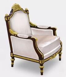 Casa Padrino poltrona da soggiorno barocco di lusso grigio / marrone scuro / oro - Poltrona in stile barocco fatta a mano - Mobili da soggiorno di lusso in stile barocco - Mobili barocchi
