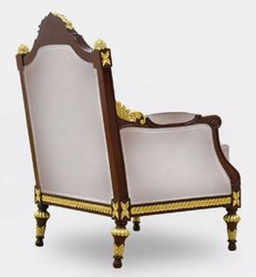 Casa Padrino poltrona da soggiorno barocco di lusso grigio / marrone scuro / oro - Poltrona in stile barocco fatta a mano - Mobili da soggiorno di lusso in stile barocco - Mobili barocchi
