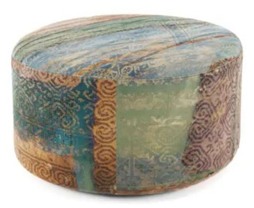 Casa Padrino Poggiapiedi di Lusso Multicolore Ø 75 x A. 30 cm - Sgabello Rotondo in Velluto - Mobili Soggiorno - Mobili Hotel - Mobili di Lusso - Arredamento di Lusso