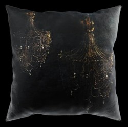 Luxus Barock Samt Kissen Kronleuchter Schwarz Gold Luxury Baroque Velvet Pillow Chandelier Black Gold