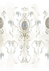 Casa Padrino papel pintado no tejido barroco de lujo blanco / multicolor / oro - Papel pintado de salón de estilo barroco con patrón elegante - Decoración de salón barroco