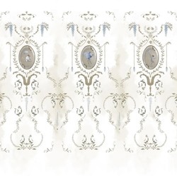 Casa Padrino papel pintado no tejido barroco de lujo blanco / multicolor / oro - Papel pintado de salón de estilo barroco con patrón elegante - Decoración de salón barroco