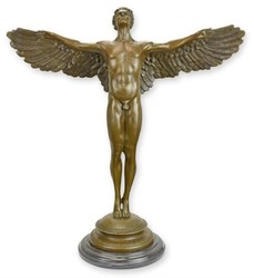 Casa Padrino scultura decorativa Art Nouveau di lusso angelo bronzo / nero 56,7 x 22 x A. 60,6 cm - Figura in bronzo con base in marmo - Sculture in Bronzo Barocche e Art Nouveau