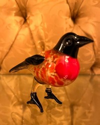 Glas Skulptur Figur Vogel Bunt Gold Antik Stil Jugendstil Casa Padrino Murano