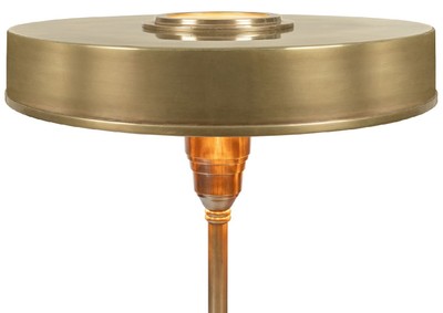 Casa Padrino Luxus Art Deco Tischleuchte Antik Messing Ø 38 x H. 53 cm - Runde Messing Schreibtischleuchte - Luxus Leuchten - Luxus Interior