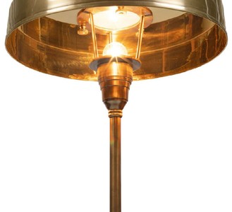 Casa Padrino Luxus Art Deco Tischleuchte Antik Messing Ø 38 x H. 53 cm - Runde Messing Schreibtischleuchte - Luxus Leuchten - Luxus Interior