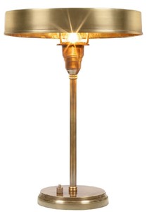 Casa Padrino Luxus Art Deco Tischleuchte Antik Messing Ø 38 x H. 53 cm - Runde Messing Schreibtischleuchte - Luxus Leuchten - Luxus Interior