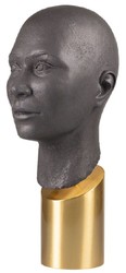 Luxus Deko Büste Skulptur Kopf Braun Messing Luxury Decorative Bust Sculpture Head Brown Brass