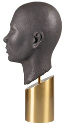 Luxus Deko Büste Skulptur Kopf Braun Messing Luxury Decorative Bust Sculpture Head Brown Brass