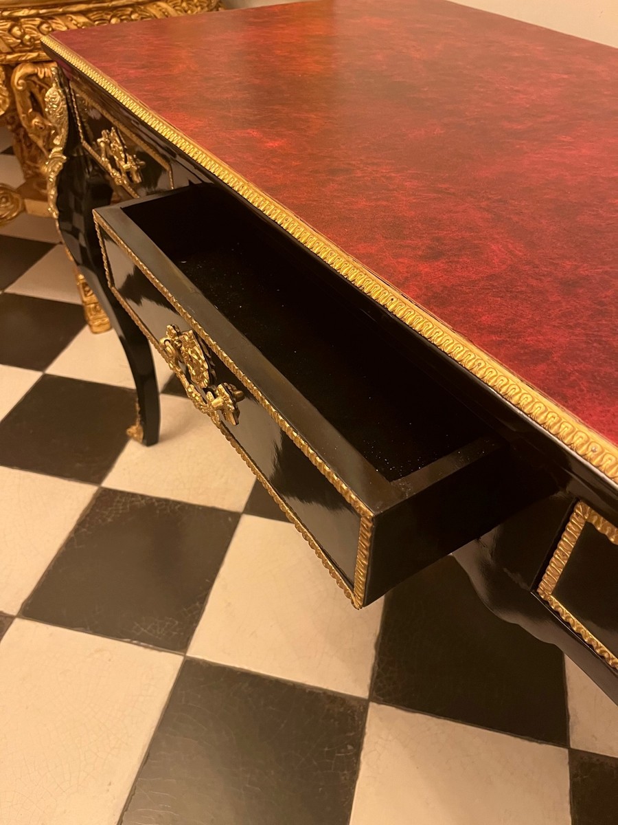 Casa Padrino bureau baroque de luxe noir / or / bordeaux 143 cm - secrétaire baroque Casa Padrino bureau baroque de luxe noir / or / bordeaux 143 cm - secrétaire baroque