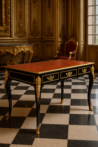 Casa Padrino Luxus Barock Sekretär Schwarz Gold Bordeaux Secretary Desk Baroque Black Gold