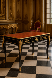 Casa Padrino Luxus Barock Sekretär Schwarz Gold Bordeaux Secretary Desk Baroque Black Gold