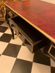 Casa Padrino Luxus Barock Sekretär Schwarz Gold Bordeaux Secretary Desk Baroque Black Gold