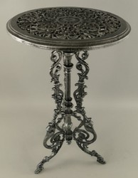 Casa Padrino tavolino da giardino Art Nouveau grigio antico / nero Ø 36 x A. 70 cm - Tavolo da giardino rotondo in metallo - Tavolino rotondo da fiori - Mobili da Giardino Barocco & Art Nouveau