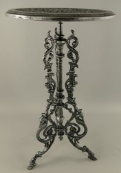 Casa Padrino tavolino da giardino Art Nouveau grigio antico / nero Ø 36 x A. 70 cm - Tavolo da giardino rotondo in metallo - Tavolino rotondo da fiori - Mobili da Giardino Barocco & Art Nouveau