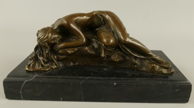 Casa Padrino scultura in bronzo di lusso donna addormentata bronzo / nero 22 x 11 x A. 10 cm - Figura in bronzo con base in marmo - Accessori decorazione scrivania
