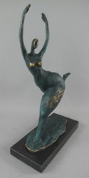 Casa Padrino scultura decorativa in bronzo di lusso ballerina turchese / oro / nero 35 x 15 x A. 48 cm - Figura decorativa astratta in bronzo con base in marmo - Accessori decorativi di lusso