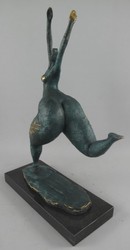Casa Padrino scultura decorativa in bronzo di lusso ballerina turchese / oro / nero 35 x 15 x A. 48 cm - Figura decorativa astratta in bronzo con base in marmo - Accessori decorativi di lusso